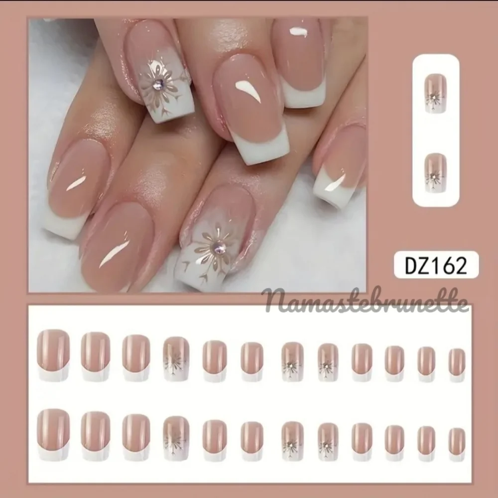 2/$16 Rhinestone French Manicure Press On Nails